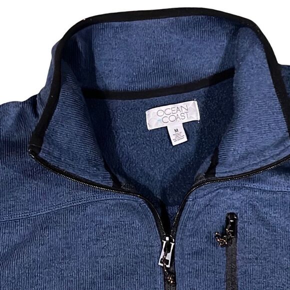 Ocean Coast Men’s Medium Navy Fleece Full Zip Jacket with Black Trim & Zip Pocke - Picture 2 of 9